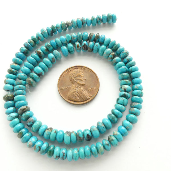 Turquoise, Rondelles, Natural 2x4mm on 14.5 inch Strands