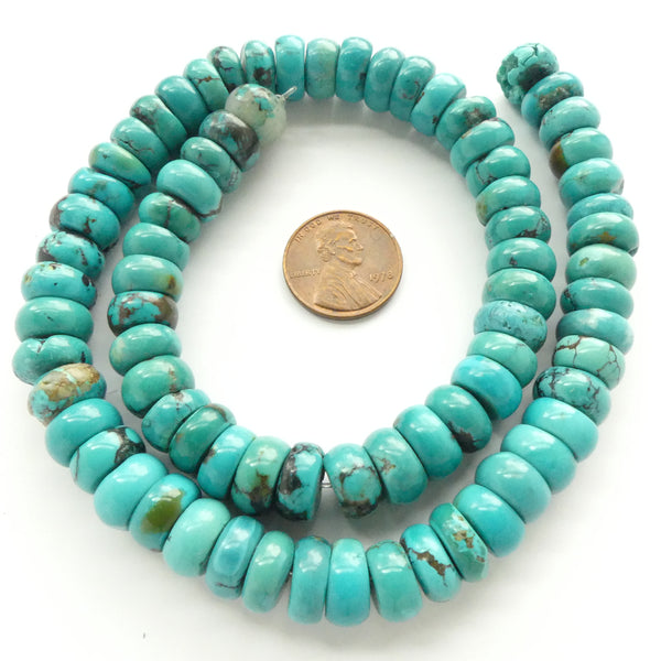 Turquoise, Slices with Rounded Edges, 5x12mm on 16-inch Strand