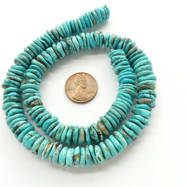 Turquoise, Slices, Natural Blue Irregular, about 8-9mm Diameter