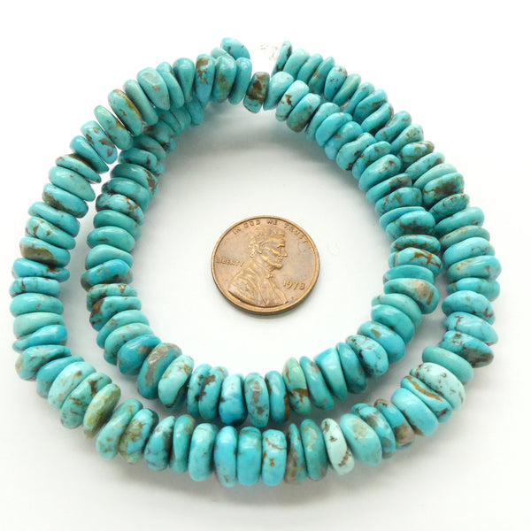 Turquoise, Slices, 8mm Diameter on 15.5-inch Strand
