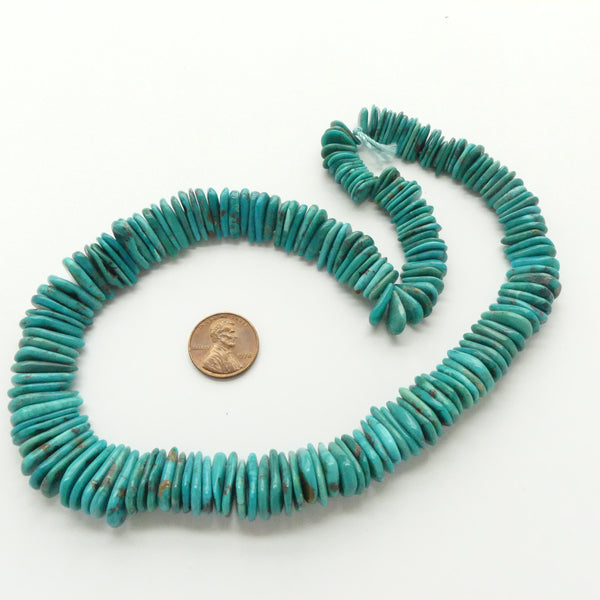 Turquoise, Teardrops, Flat, Natural, Nearly 200 on 18-inch Strand