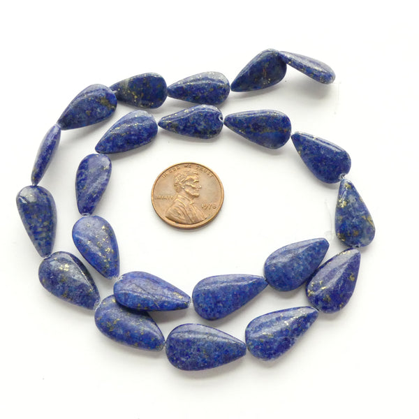 Lapis Lazuli, Teardrops Flat, 16x10mm on 16-inch Strands