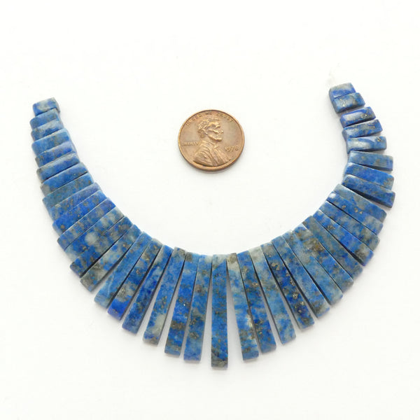 Lapis Lazuli, Collar, Small Vintage, 6-inche Long Section with Sticks 7-29 mm Long