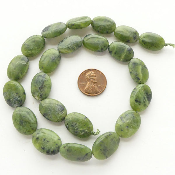 Jade (Nephrite) Flat Ovals, 18x13mm on 16-inch Strands