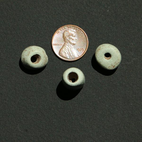Ancient, Maya Grey Green Beads with Large Holes, Longest 16mm