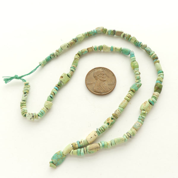 Turquoise, Ancient Mixed Small Shapes with Mini Pendant, 16-inch Strand with Pendant