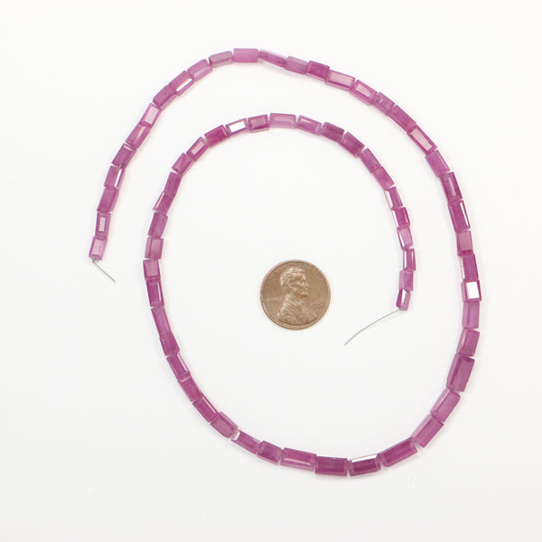 Ruby, Natural Faceted Rectangles, Slightly Graduated Strand 17.5 inches long