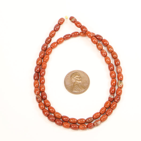Red Jasper, Small Ovals, 6x4mm on 16-inch Strands