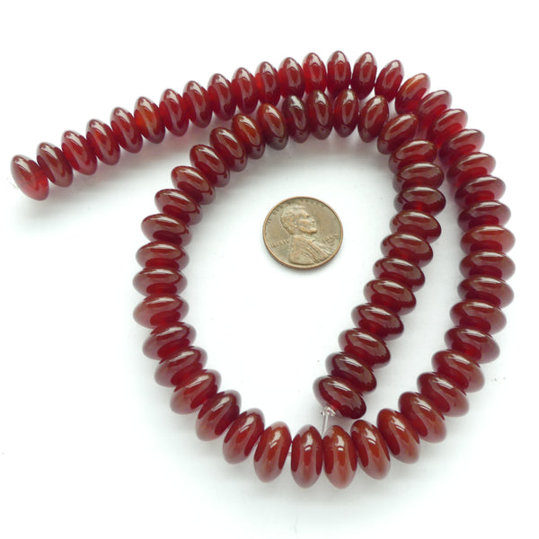 Carnelian, Rondelles, 6x12mm on 16-inch Strands