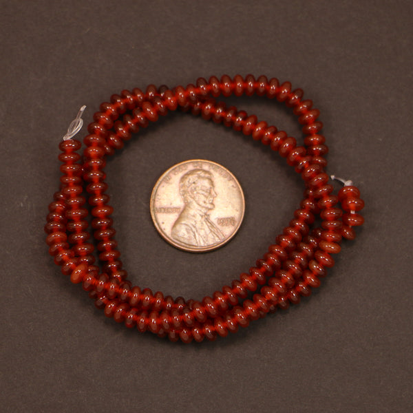 Carnelian, Rondelles, 2x4mm on 16-inch Strands