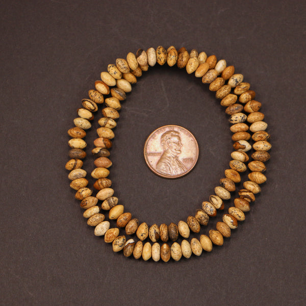 Picture Jasper, Rondelles, 5x6mm on 16-inch Strands