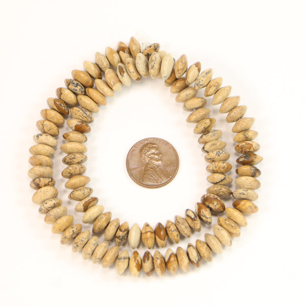 Picture Jasper, Rondelles 4x9mm on 16-inch Strand