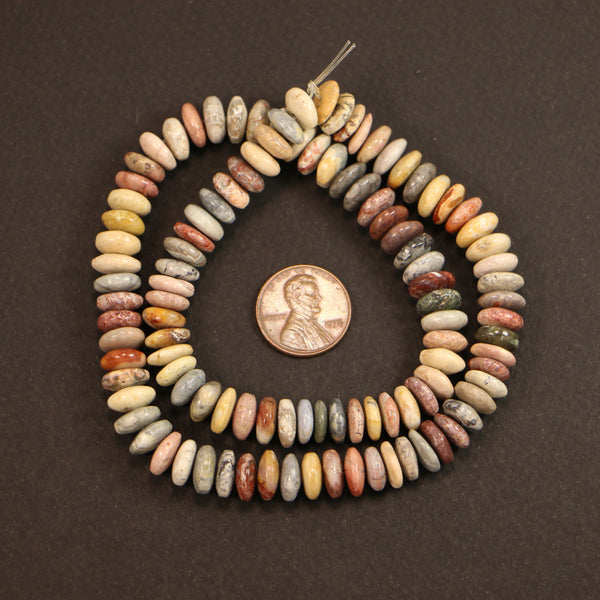 Crazy Lace Jasper, Rondelles 3x9mm on 16-inch strand