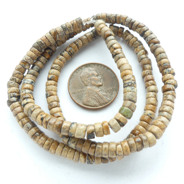 Picture Jasper, Small Slices, 2x4mm on 16-inch Strand