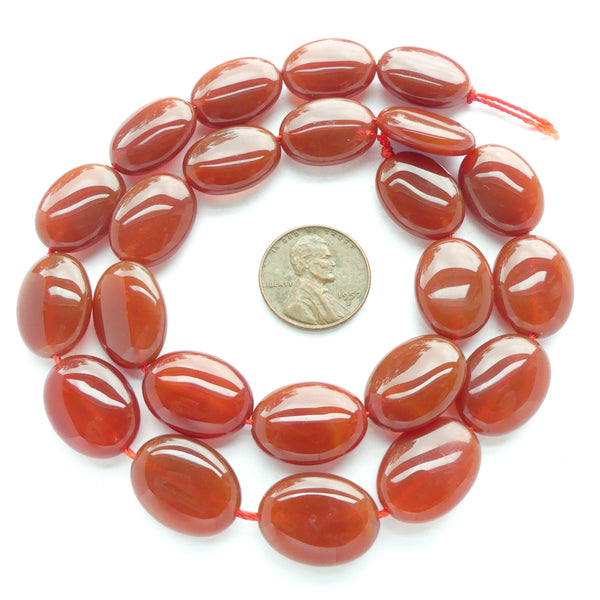 Carnelian, Flat Ovals, 18x13mm on 16-inch Strands
