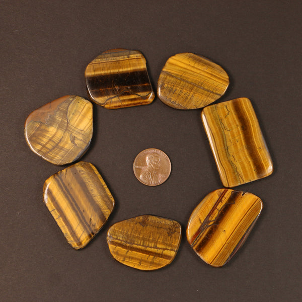 Tiger Eye, Large Freeform Shapes, About 35x35mm to 35x40mm, Sold Individually