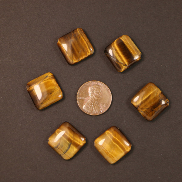 Tiger Eye, Flat Squares 16x16mm with Rounded Edges, Sold Individually