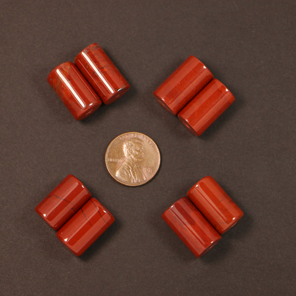Red Jasper, Large Cylinders, 17x11mm, Sold by the Pair