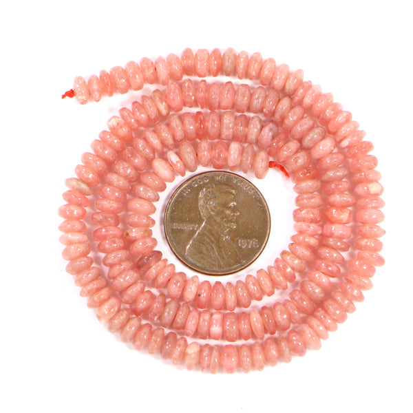 Rhodochrosite, Rondelles, 3x5mm on 16-inch Strands
