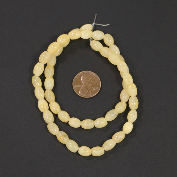 Yellow Calcite, Oval Beads 10x6mm on 16-inch Strands