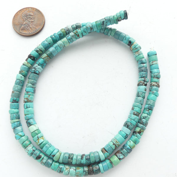 Turquoise, Slice, 3x4mm on 16-inch Strand