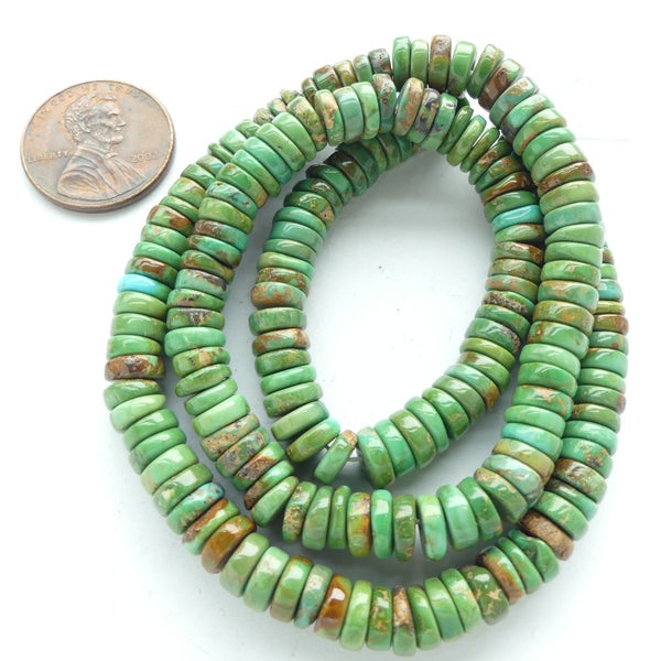Turquoise, Slice, 3x6mm on 16-inch Strand