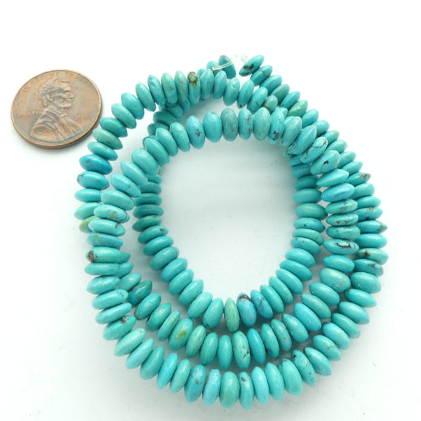 Turquoise, Rondelle, 3x6mm on 16-inch Strand