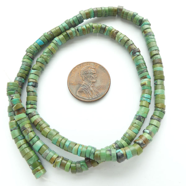 Turquoise, Slices, 2x4mm on 16-inch Strand
