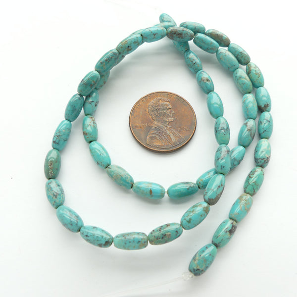 Turquoise, Rice, 8x4mm on 16-inch Strand