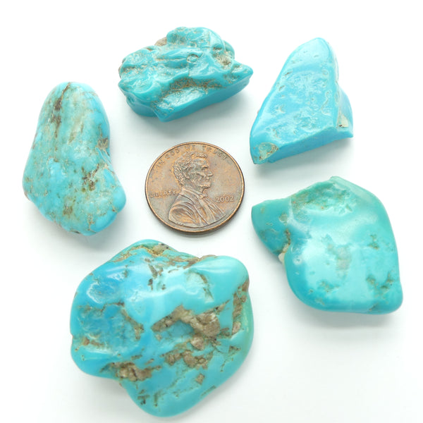 Turquoise, Flat Nugget, No Holes, 18-30mm Wide, Sold in a 1.2 ounce Lot