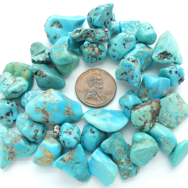 Turquoise, Small to Medium Nuggets, No Holes, Most 10-15mm Wide, Sold in a 2 ounce Lot