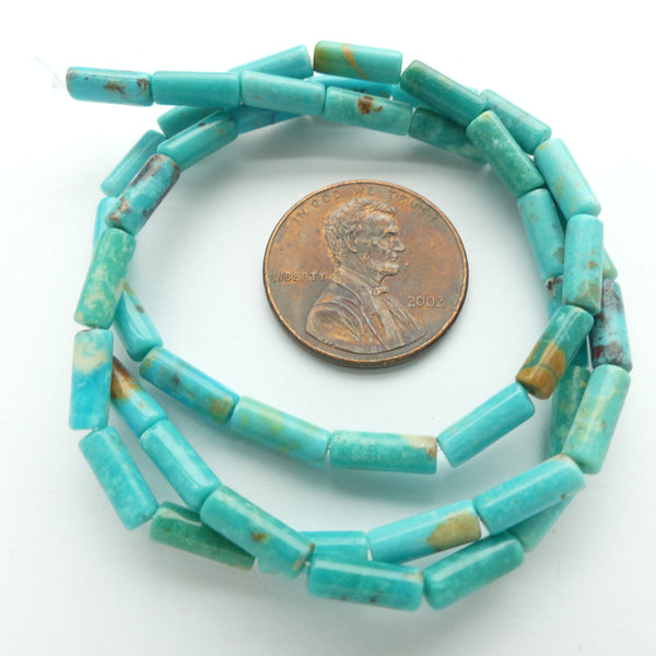 Turquoise, Tube, 6x3mm on 15-inch Strands