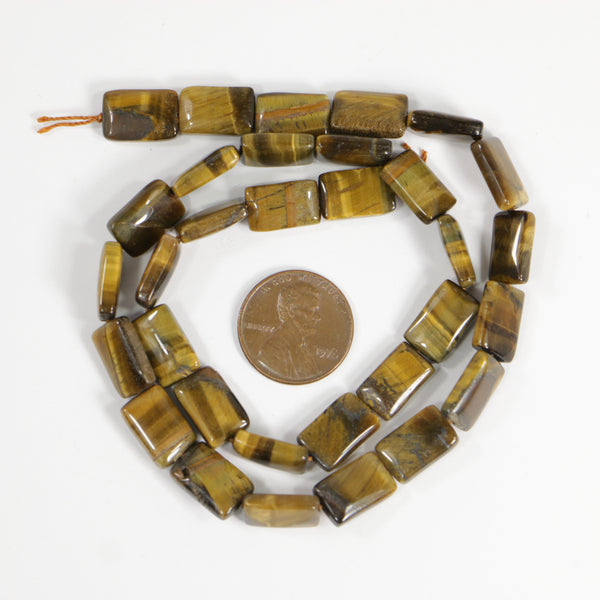 Tiger Eye, Rectangle, 12x7mm on 15 1/2-inch Strands