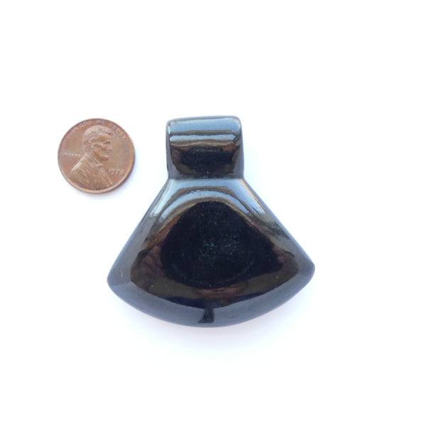 Guatemalan Jade, Large Dark Green Jadeite Axe Blade Pendant, 50mm Tall