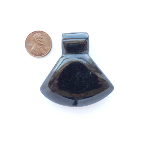 Guatemalan Jade, Large Axe Blade Pendant, Very Dark Green, 50mm Tall
