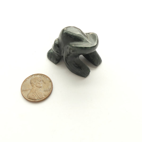 Jade, Frog Pendant of Dark Natural Guatemalan Jadeite, 25x30mm