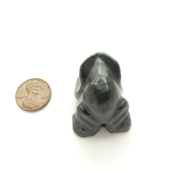Jade, Frog Pendant of Dark Natural Guatemalan Jadeite, 25x30mm