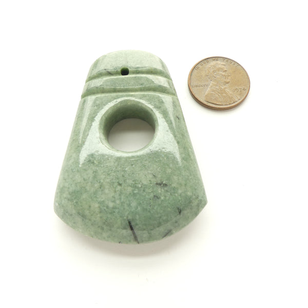 Guatemalan Jade, Large Natural Medium Green Jadeite Pendant with Window, 39x55mm