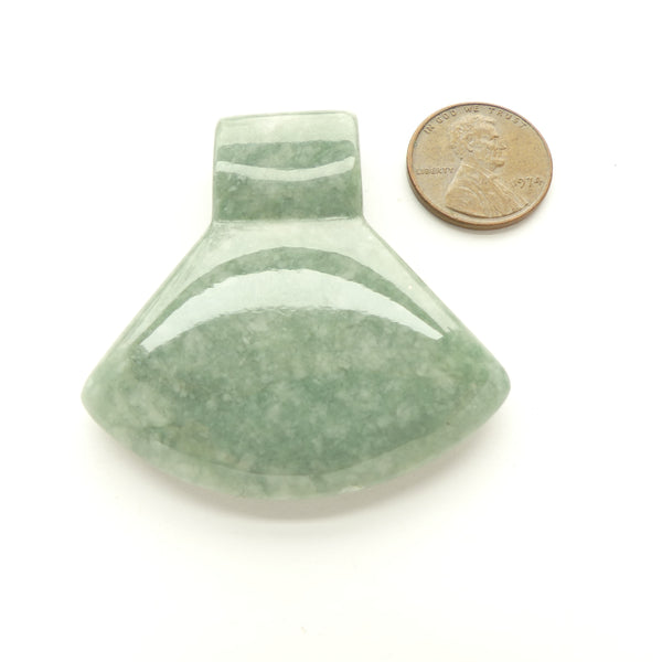 Guatemalan Jade, Large Medium Light Green Natural Jadeite Axe Blade Pendant, 48x48mm