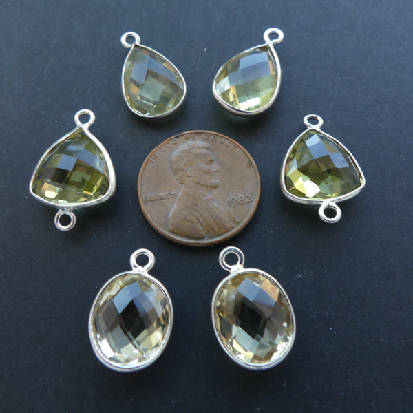 Mixed Stone Faceted Bezel-Set Drops & Links, 20mm, Sold as a Set of 6