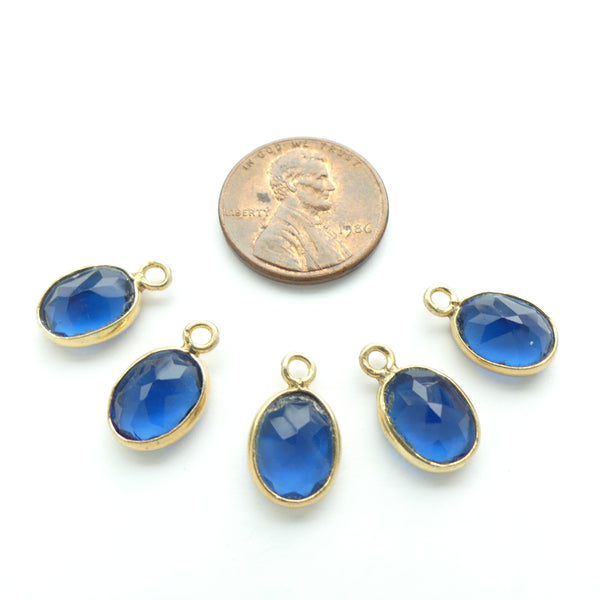 Quartz Dyed Blue, Faceted Bezel-Set Oval Mini Pendants, 15mm, Sold Individually