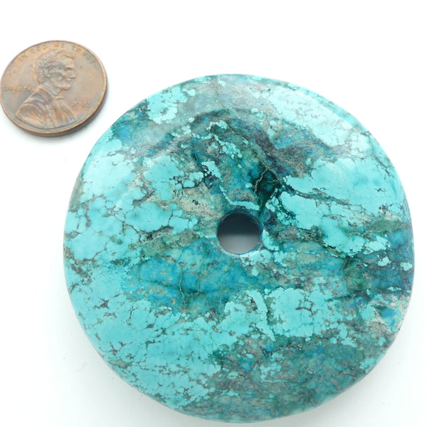 Turquoise, Donut Shape, 55mm Diameter, Blue & Green Turquoise Color with Black Matrix