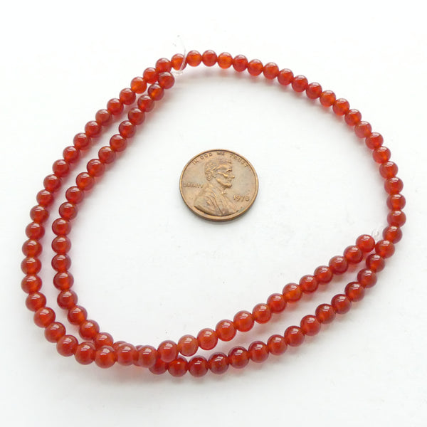 Carnelian Round 4mm on 16-inch Strands