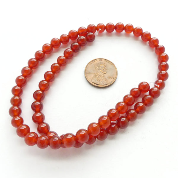 Carnelian, Round, 6mm on 16-inch Strands