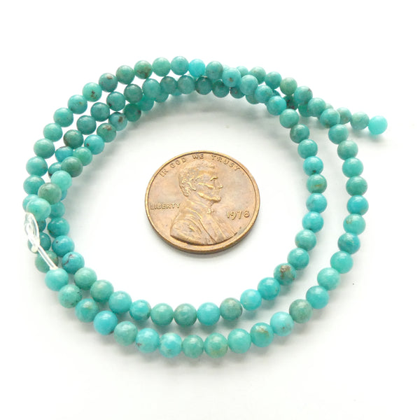 Turquoise, Beads, Round 3mm Beads on 16-inch Strands