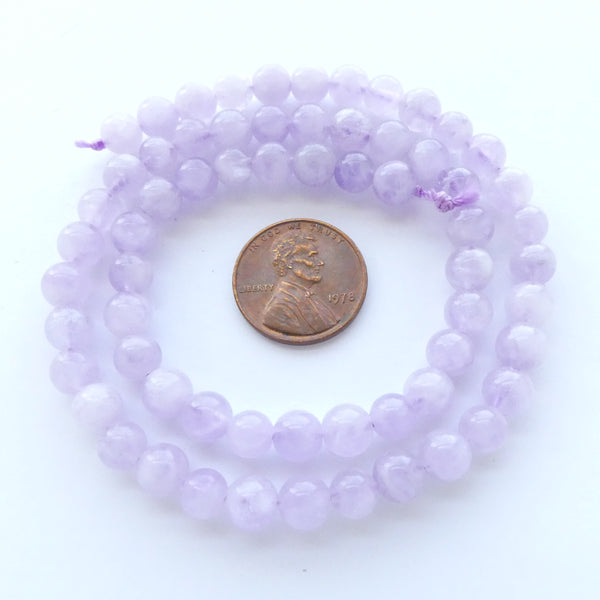 Amethyst Round, 6mm Light Lavender Cape Amethyst on 16-inch Strand
