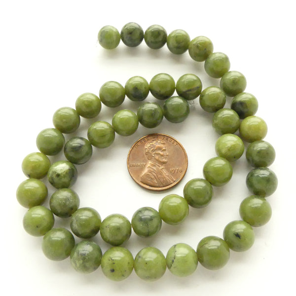 Jade (Nephrite), Round 8mm Beads, Lighter, on 16-inch Strands