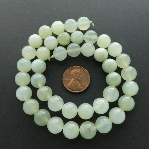 New Jade, Round 10mm Beads on 16-inch Strands