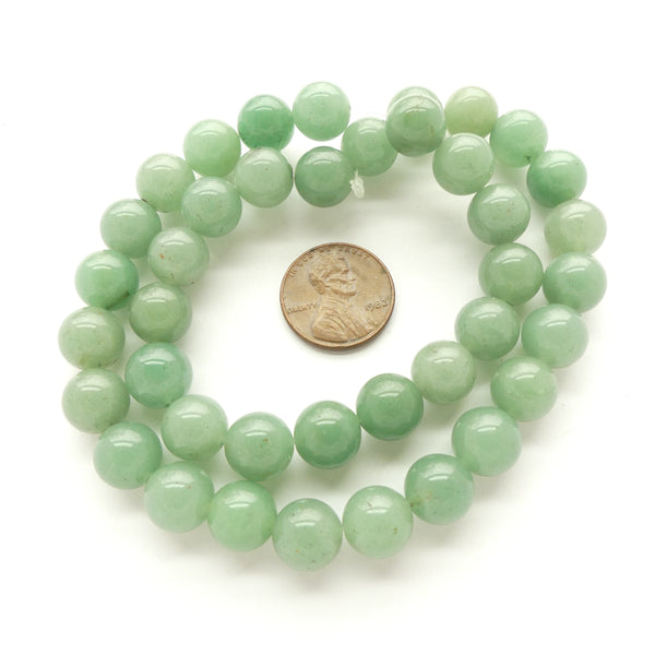 Aventurine, Green, Round 10mm Beads on 16-inch Strands