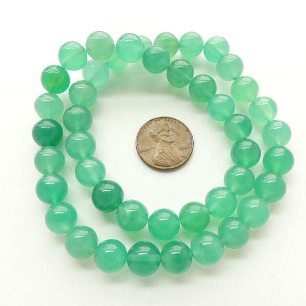 Onyx, Dyed Green, Round 10mm on 16-inch Strands